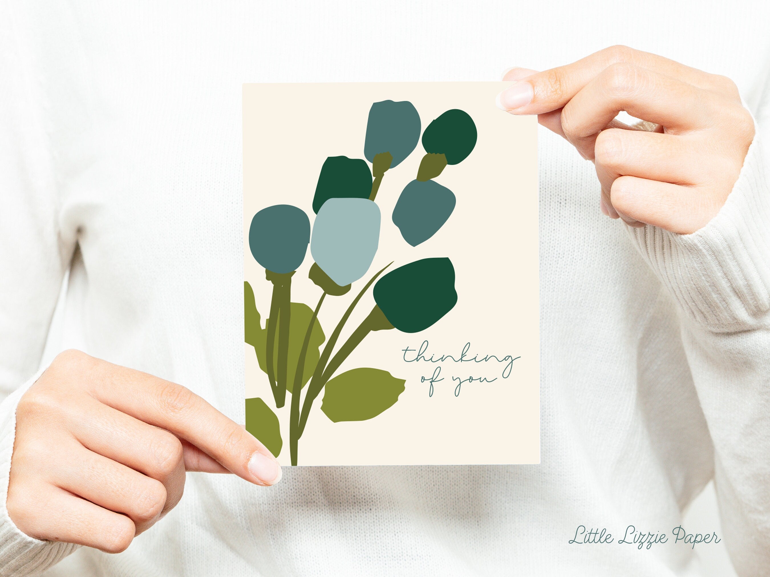 Thinking of You Card – Floral Card – Sympathy Card – Folded 4.25 x 5.5 Greeting Card – Social Stationery