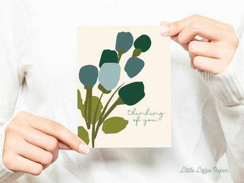 Thinking of You Card – Floral Card – Sympathy Card – Folded 4.25 x 5.5 Greeting Card – Social Stationery