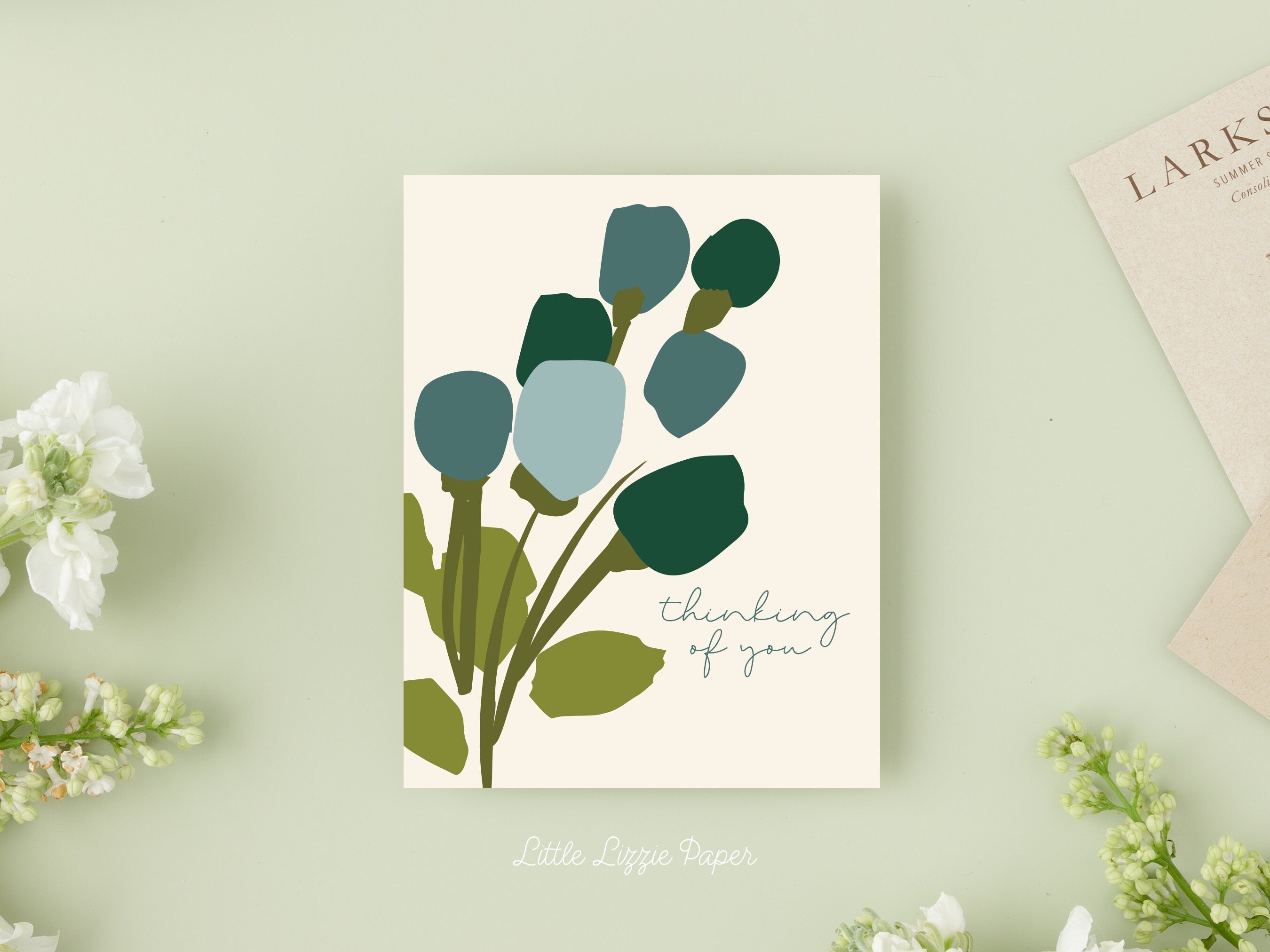 Thinking of You Card – Floral Card – Sympathy Card – Folded 4.25 x 5.5 Greeting Card – Social Stationery