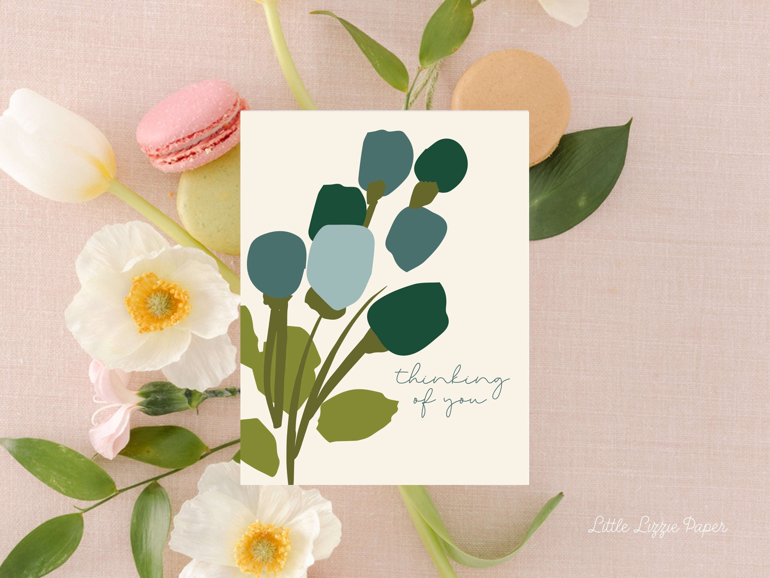 Thinking of You Card – Floral Card – Sympathy Card – Folded 4.25 x 5.5 Greeting Card – Social Stationery