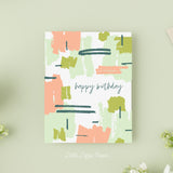 Happy Birthday Color Block Card – Birthday Card – Folded 4.25 x 5.5 Greeting Card – Social Stationery
