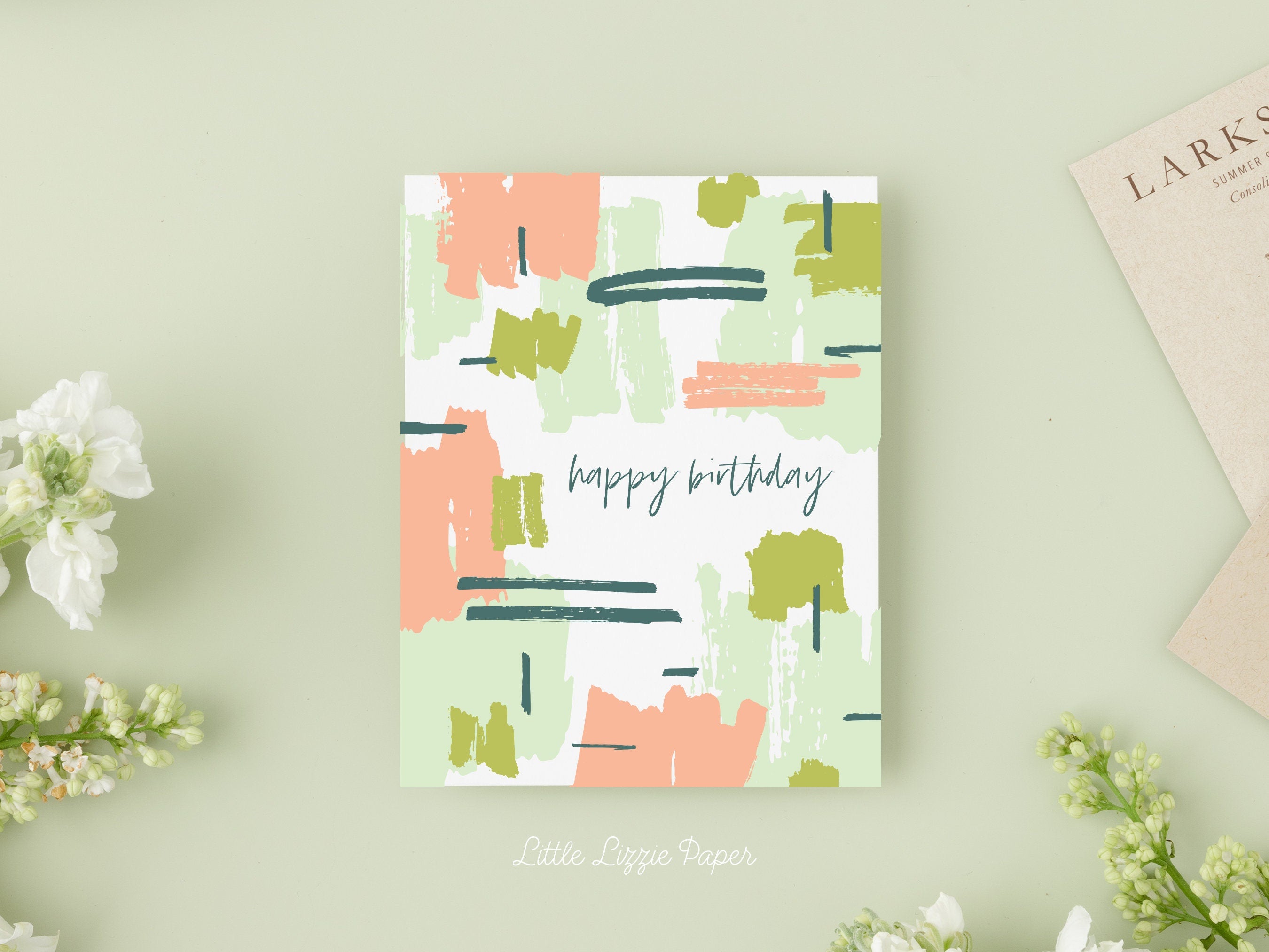 Happy Birthday Color Block Card – Birthday Card – Folded 4.25 x 5.5 Greeting Card – Social Stationery