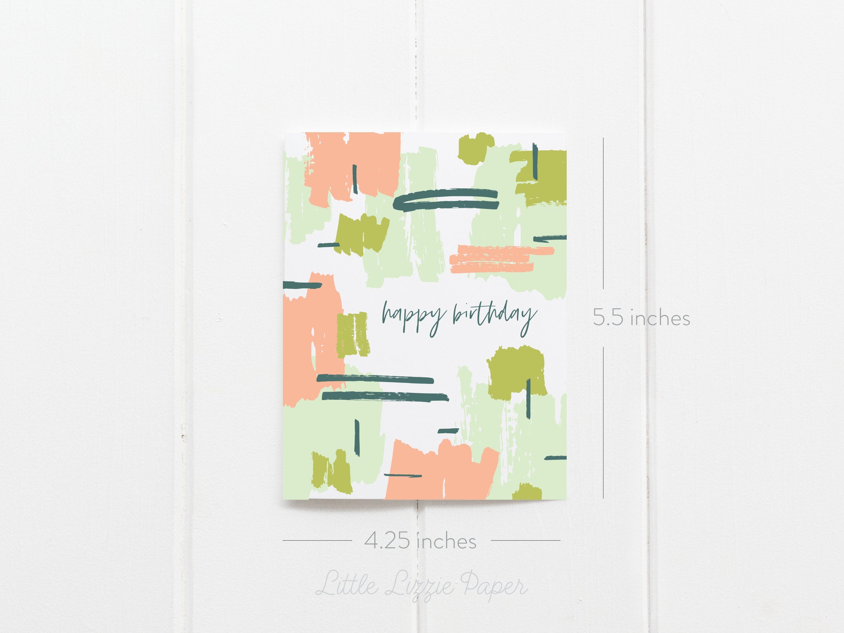 Happy Birthday Color Block Card – Birthday Card – Folded 4.25 x 5.5 Greeting Card – Social Stationery