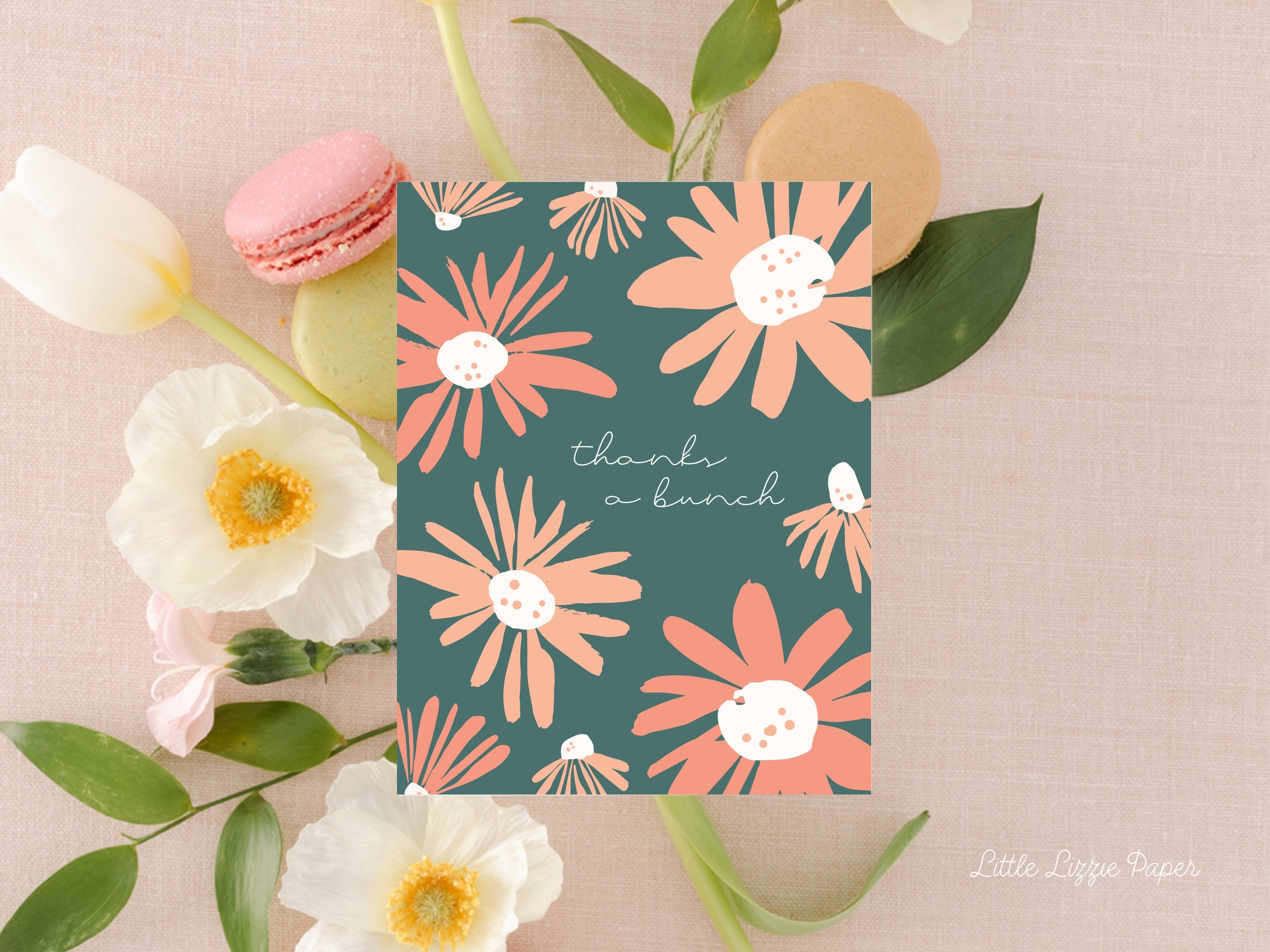 Thanks a Bunch Card – Friendship Card – Folded 4.25 x 5.5 Greeting Card – Social Stationery