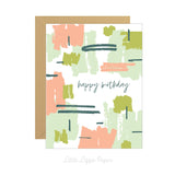 Happy Birthday Color Block Card – Birthday Card – Folded 4.25 x 5.5 Greeting Card – Social Stationery