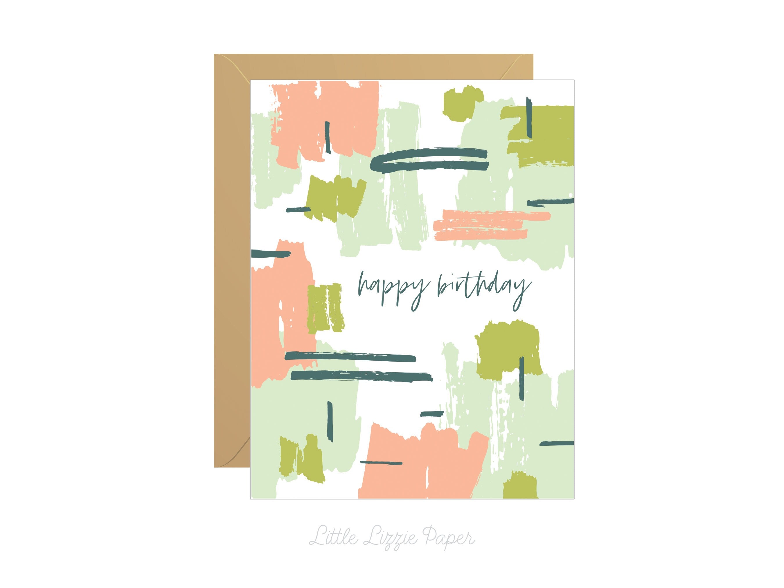 Happy Birthday Color Block Card – Birthday Card – Folded 4.25 x 5.5 Greeting Card – Social Stationery