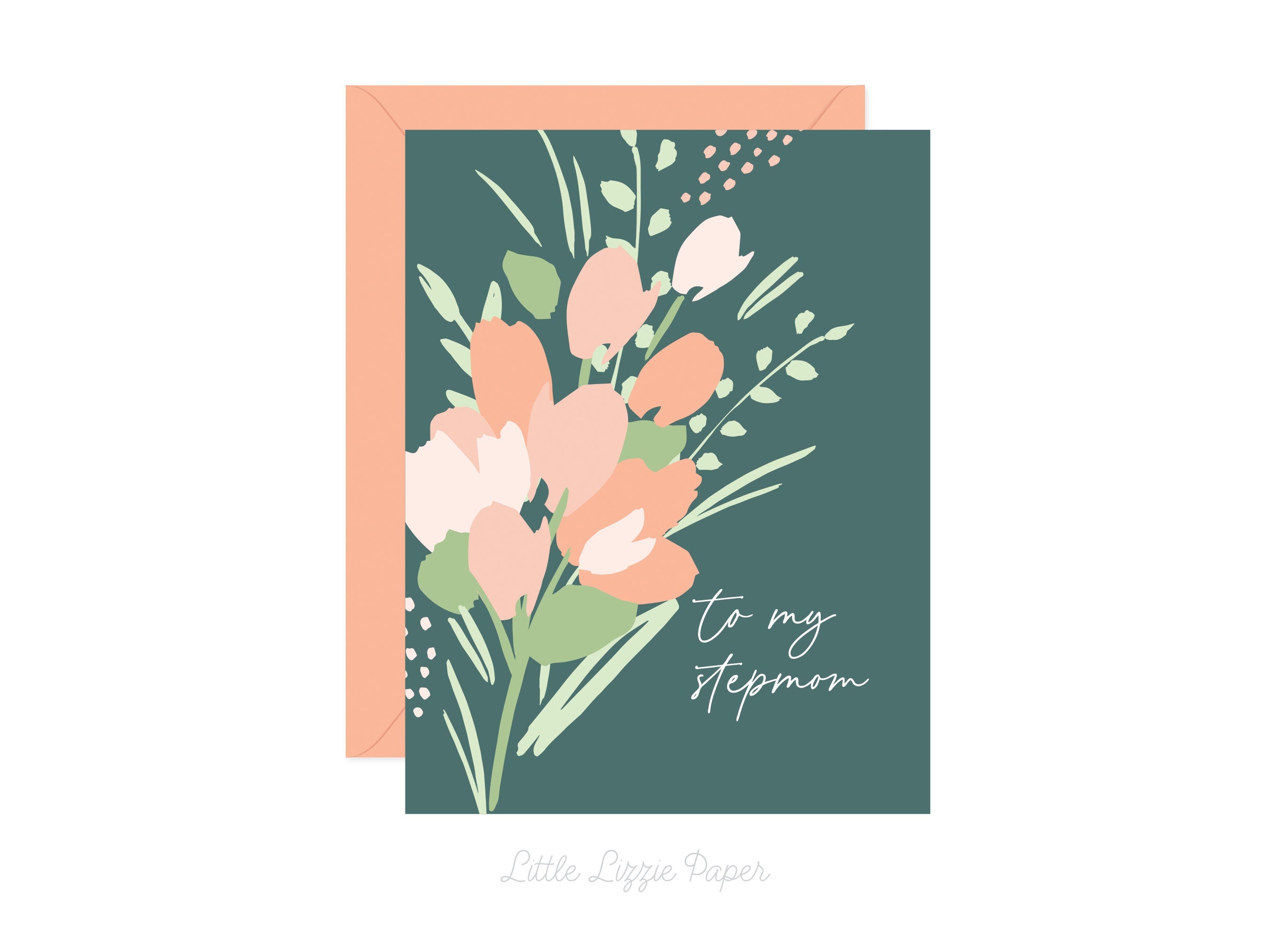 Stepmom Floral Card – Mother's Day Card – Birthday Card– Folded 4.25 x 5.5 Greeting Card – Social Stationery