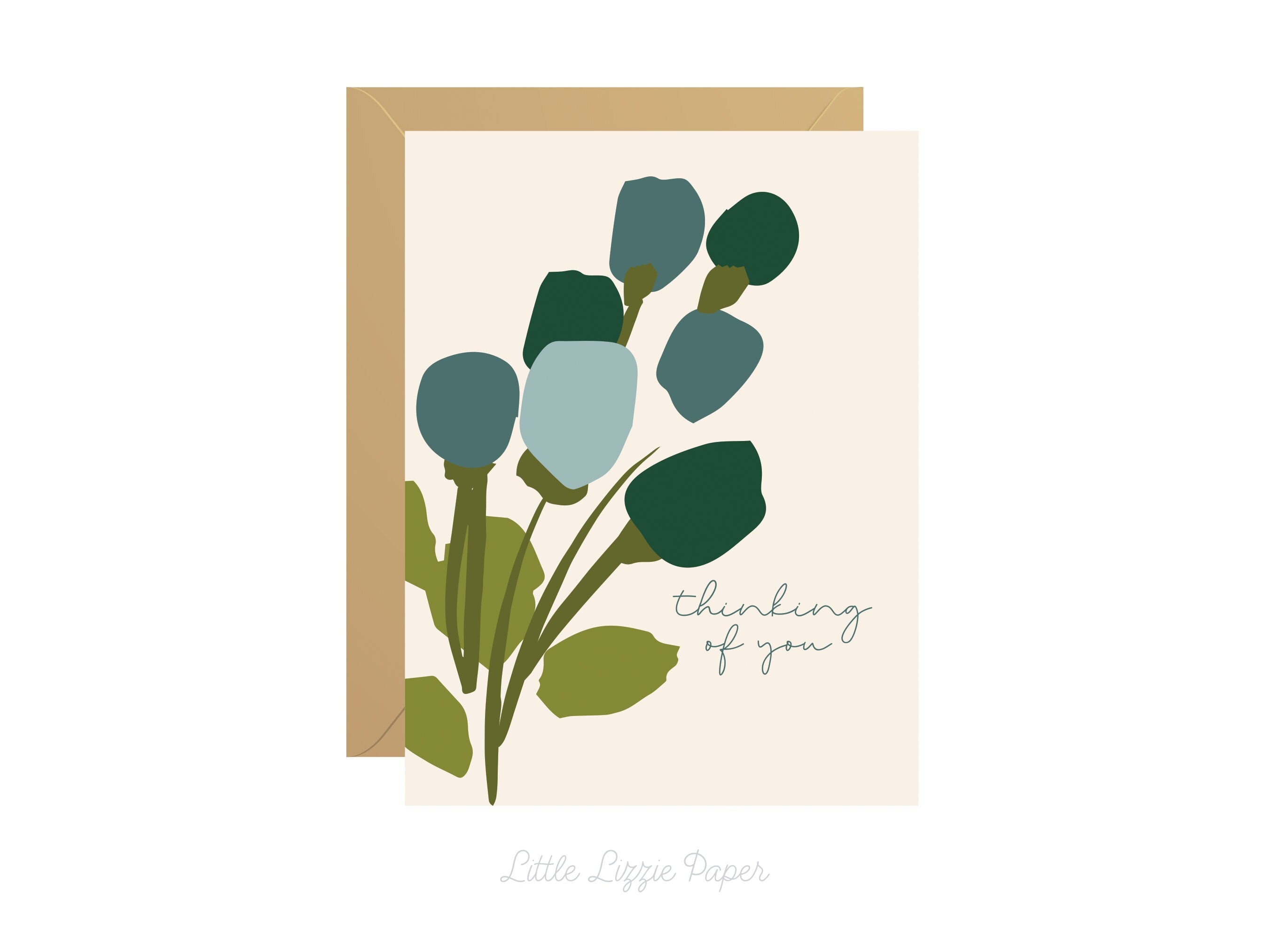 Thinking of You Card – Floral Card – Sympathy Card – Folded 4.25 x 5.5 Greeting Card – Social Stationery