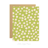 Green Floral Card - Thank You Card – Birthday Card – Folded 4.25 x 5.5 Greeting Card – Social Stationery