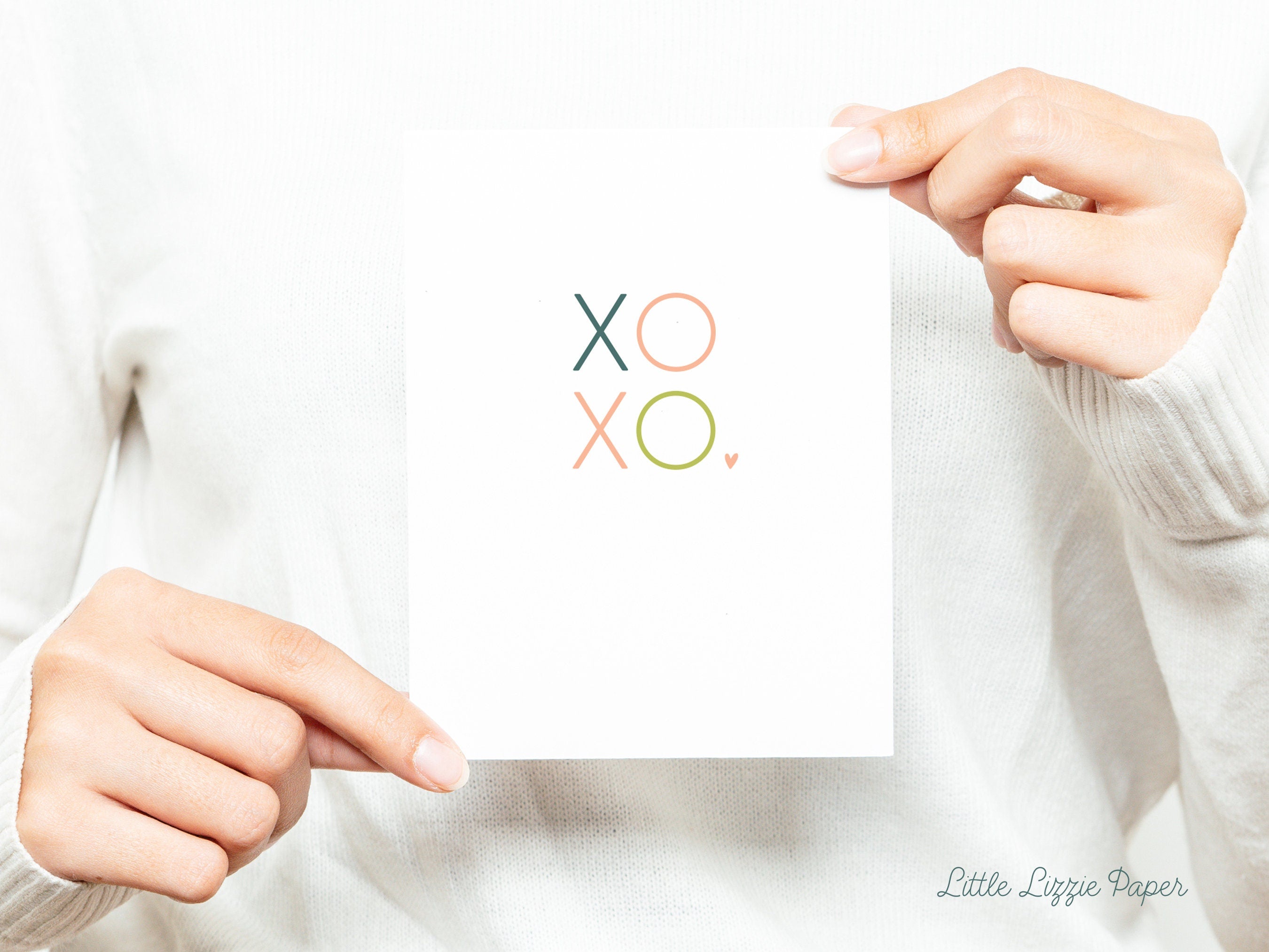 XOXO Card – Friendship Card – Folded 4.25 x 5.5 Greeting Card – Social Stationery