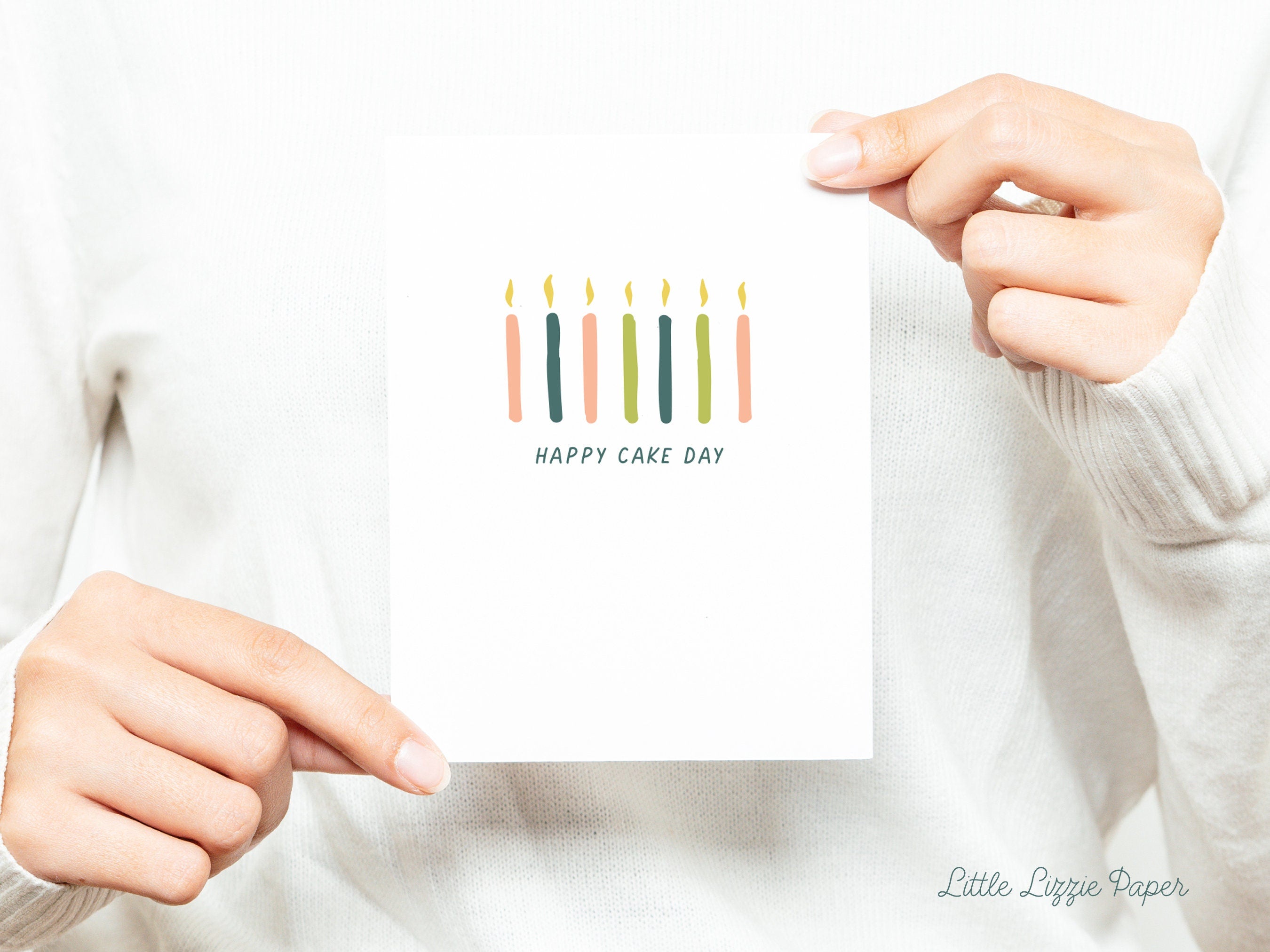 Happy Cake Day Card – Happy Birthday Card – Friendship Card – Folded 4.25 x 5.5 Greeting Card – Social Stationery