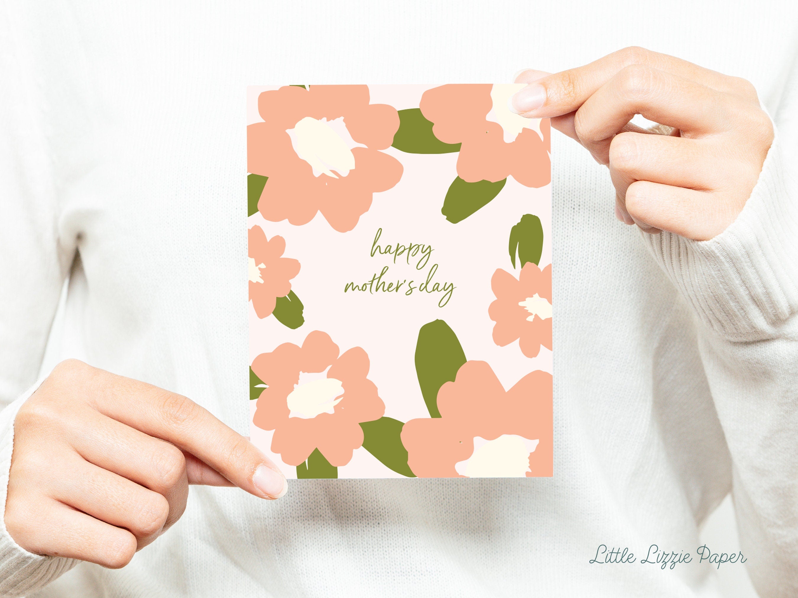 Mother's Day Card – Floral Card – Folded 4.25 x 5.5 Greeting Card – Social Stationery