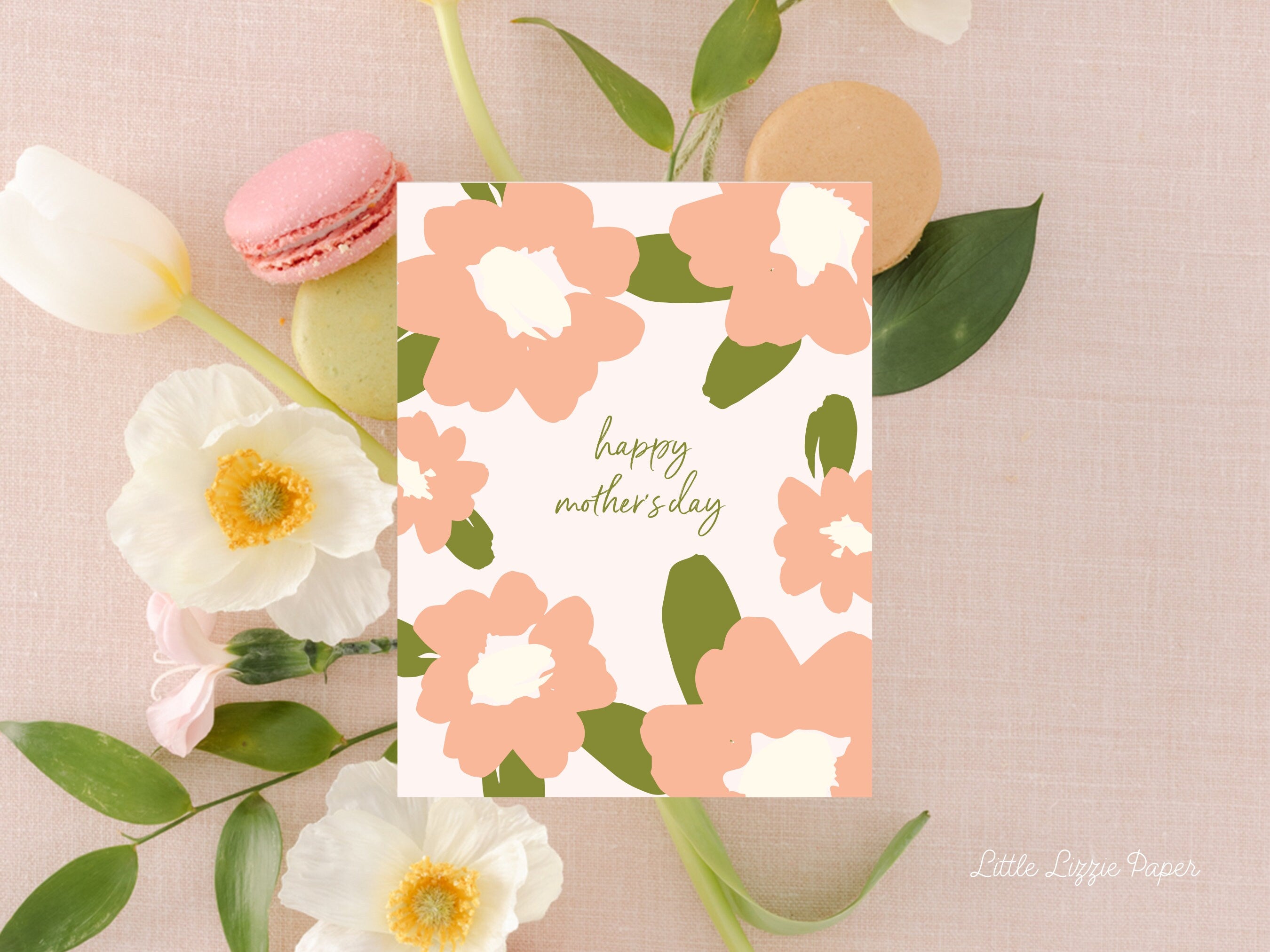 Mother's Day Card – Floral Card – Folded 4.25 x 5.5 Greeting Card – Social Stationery