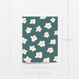 Teal Floral Card - Thank You Card – Birthday Card – Folded 4.25 x 5.5 Greeting Card – Social Stationery