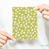 Green Floral Card - Thank You Card – Birthday Card – Folded 4.25 x 5.5 Greeting Card – Social Stationery
