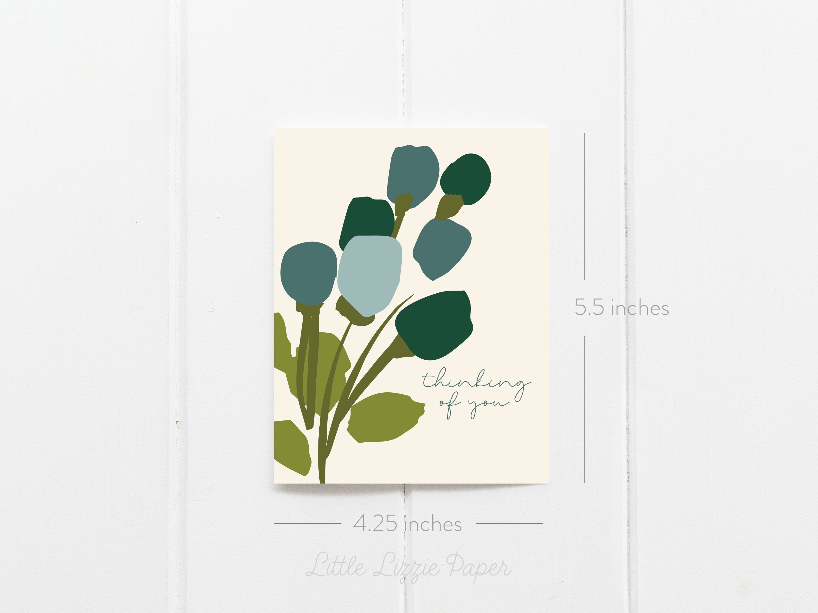 Thinking of You Card – Floral Card – Sympathy Card – Folded 4.25 x 5.5 Greeting Card – Social Stationery