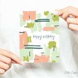 Happy Birthday Color Block Card – Birthday Card – Folded 4.25 x 5.5 Greeting Card – Social Stationery