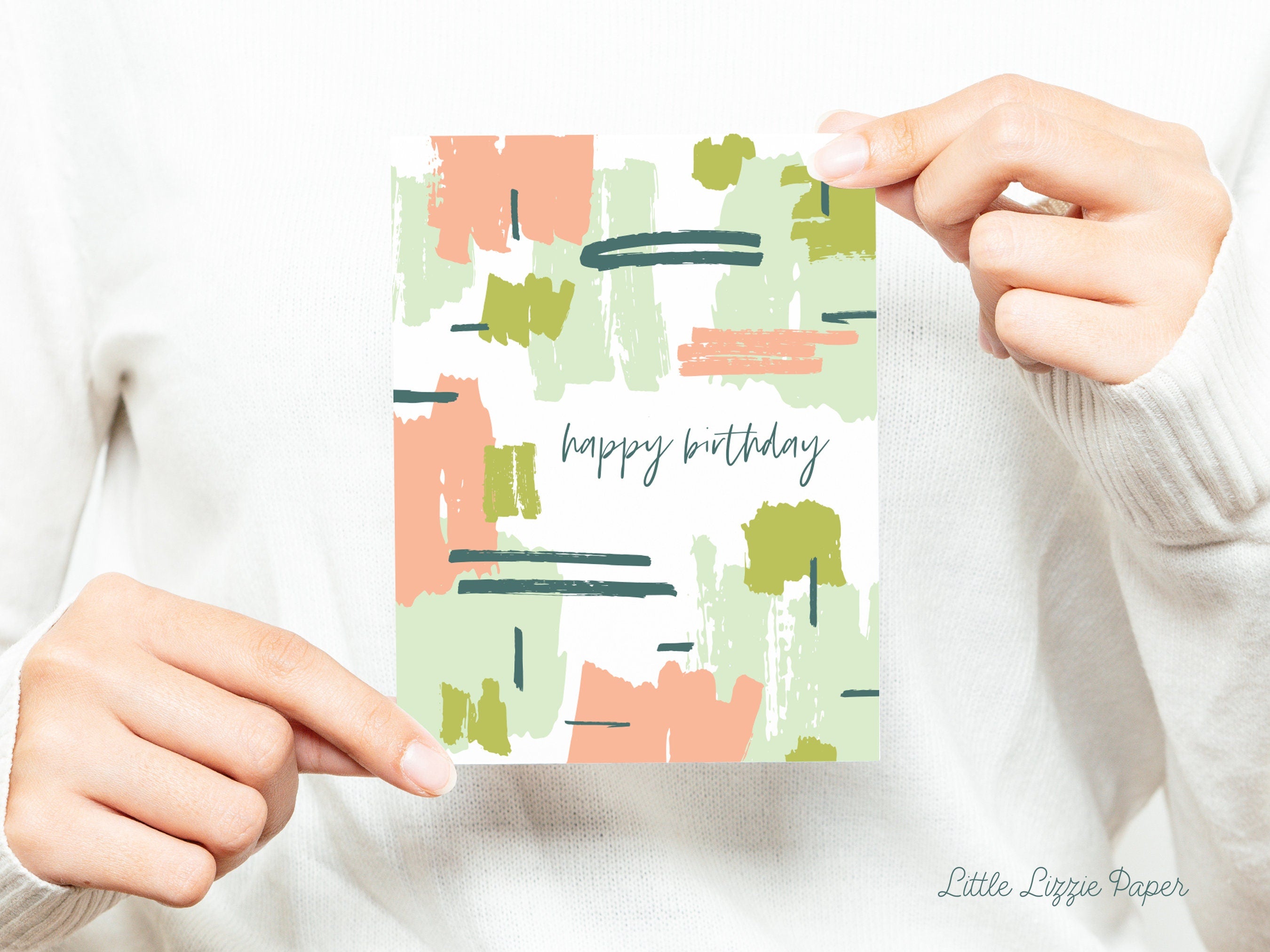 Happy Birthday Color Block Card – Birthday Card – Folded 4.25 x 5.5 Greeting Card – Social Stationery