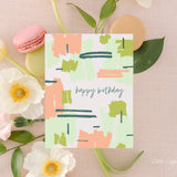 Happy Birthday Color Block Card – Birthday Card – Folded 4.25 x 5.5 Greeting Card – Social Stationery