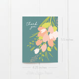 Thank You Floral Card - Thank You Card – Floral Card – Folded 4.25 x 5.5 Greeting Card – Social Stationery