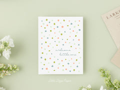 Welcome Little One Card – Baby Shower Card – New Baby Card – Folded 4.25 x 5.5 Greeting Card – Social Stationery