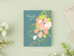 Thank You Floral Card - Thank You Card – Floral Card – Folded 4.25 x 5.5 Greeting Card – Social Stationery