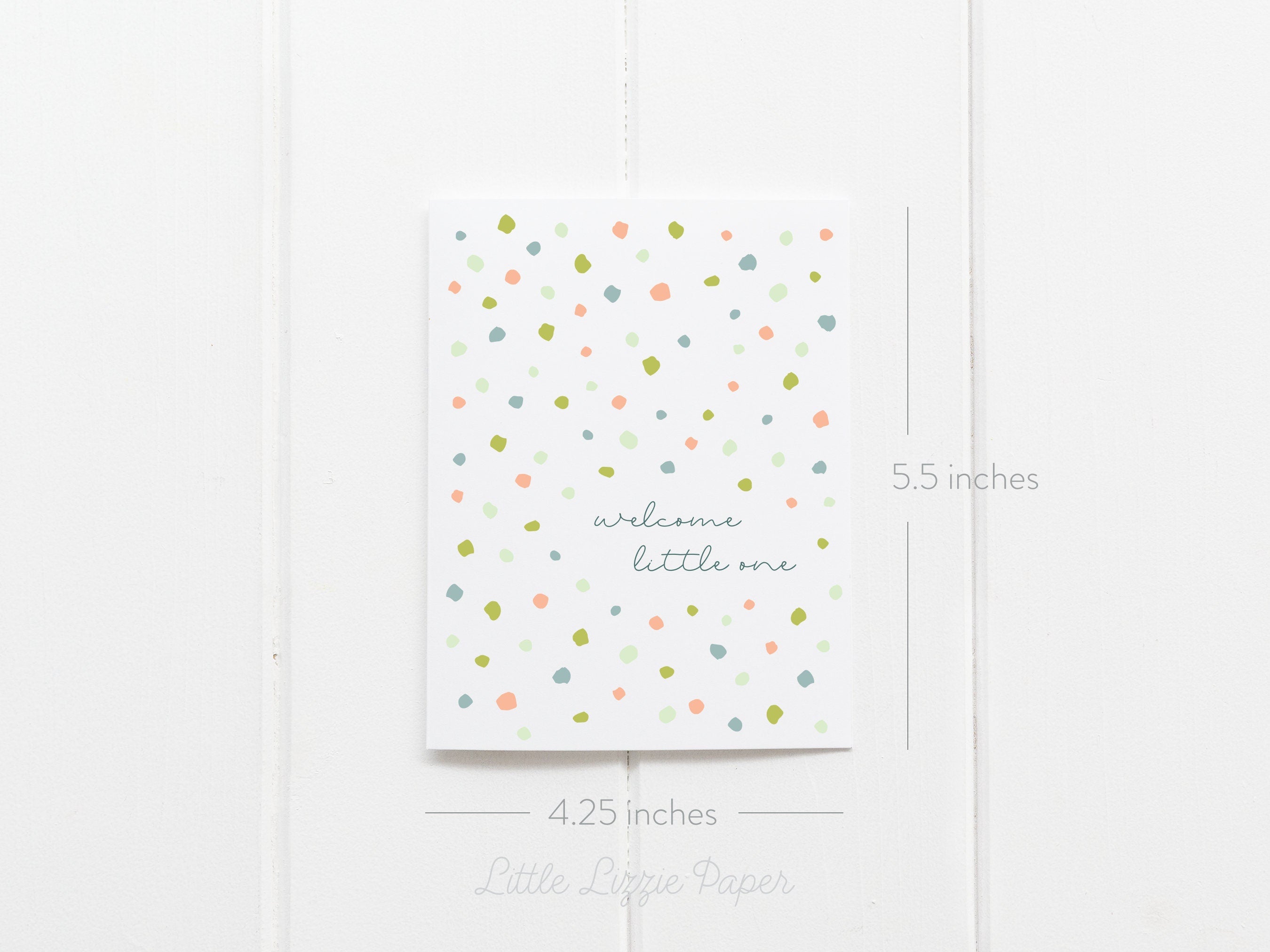 Welcome Little One Card – Baby Shower Card – New Baby Card – Folded 4.25 x 5.5 Greeting Card – Social Stationery