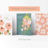 Thank You Card Bundle – Set of 6 Folded 4.25 x 5.5 Greeting Cards – Social Stationery