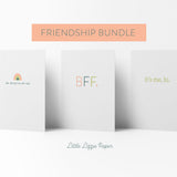 Friendship Card Bundle – Set of 6 Folded 4.25 x 5.5 Greeting Cards – Social Stationery