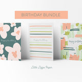 Birthday Card Bundle – Set of 6 Folded 4.25 x 5.5 Greeting Cards – Social Stationery