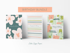 Birthday Card Bundle – Set of 6 Folded 4.25 x 5.5 Greeting Cards – Social Stationery