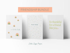 Friendship Card Bundle – Set of 6 Folded 4.25 x 5.5 Greeting Cards – Social Stationery