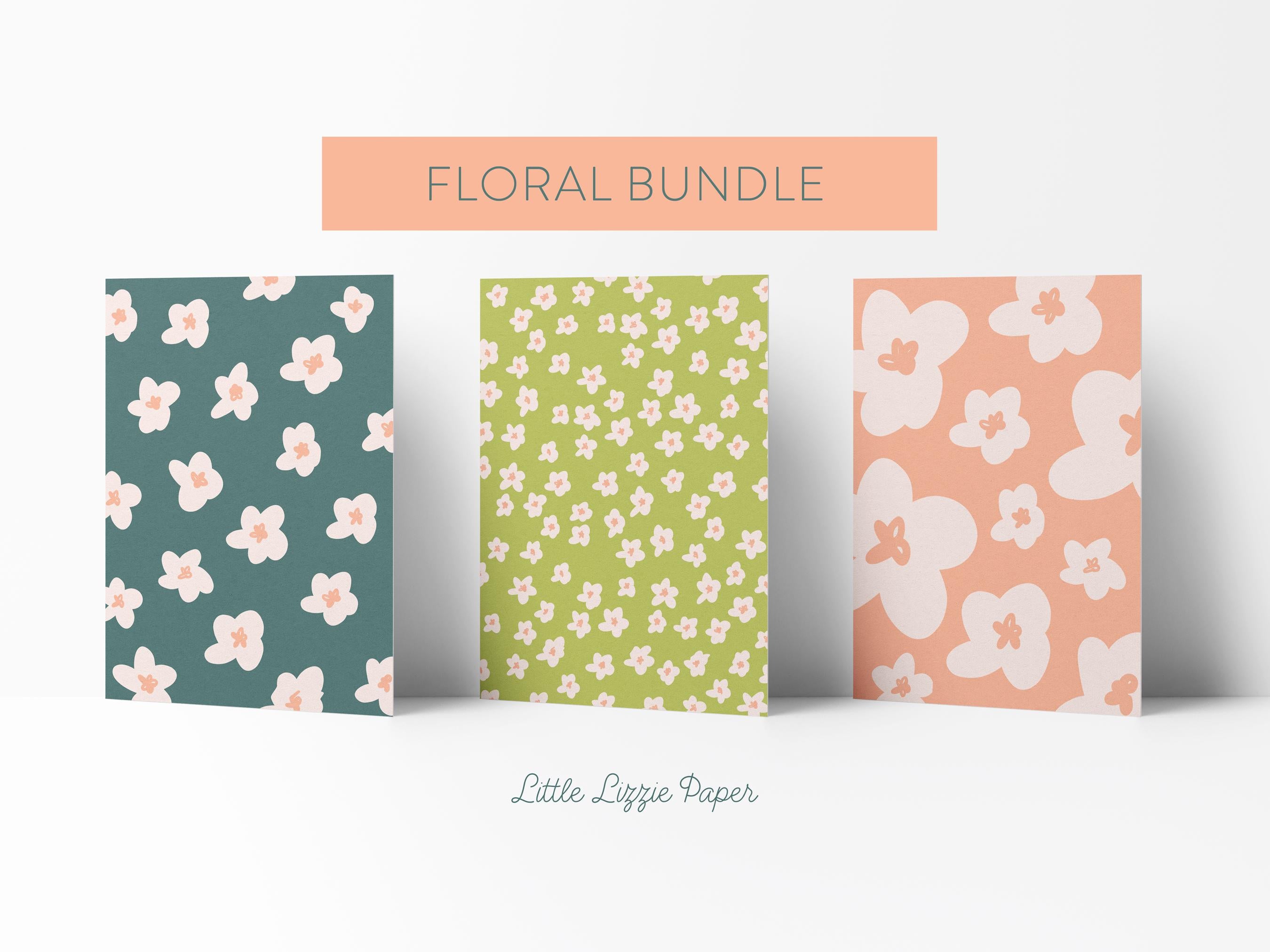 Floral Card Bundle – Set of 6 Folded 4.25 x 5.5 Greeting Cards – Blank Cards – Social Stationery