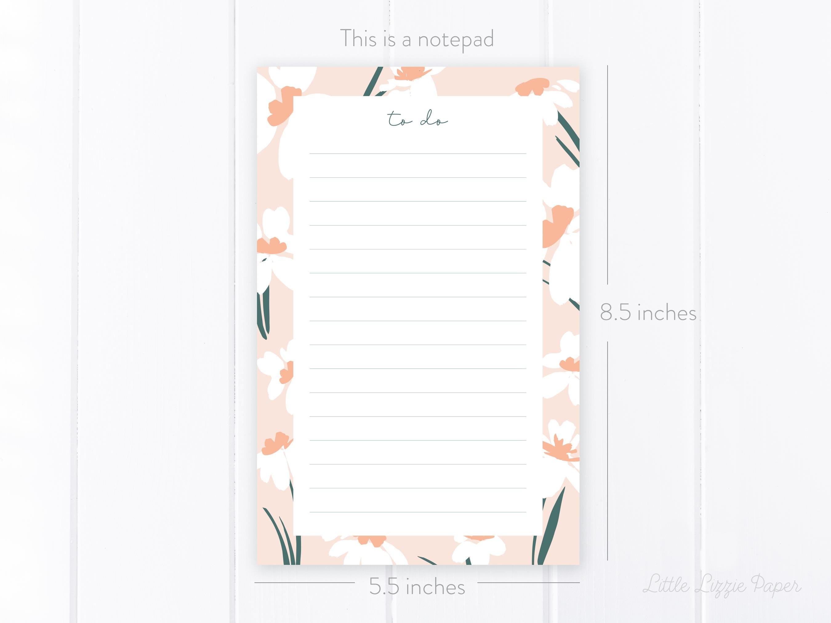 Notepad Bundle – White Floral To Do and Blush Floral Notepads – 50-Sheet Tear-Off Notepads, 5.5 x 8.5 Notepad, 4.25 x 5.5 Notepad