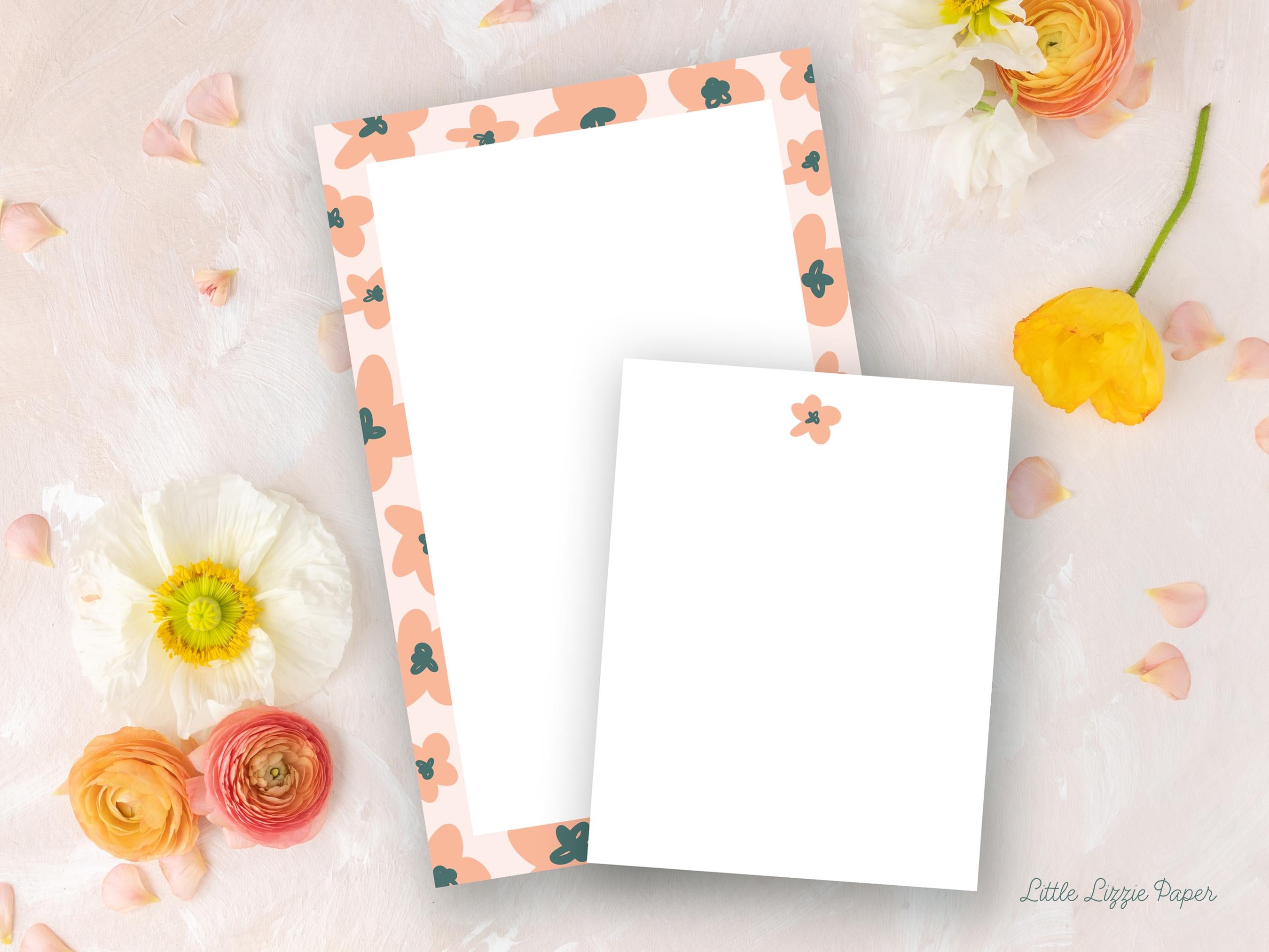 Notepad Bundle – Blush Floral and Flower Notepads – 50-Sheet Tear-Off Notepads, 5.5 x 8.5 Notepad, 4.25 x 5.5 Notepad