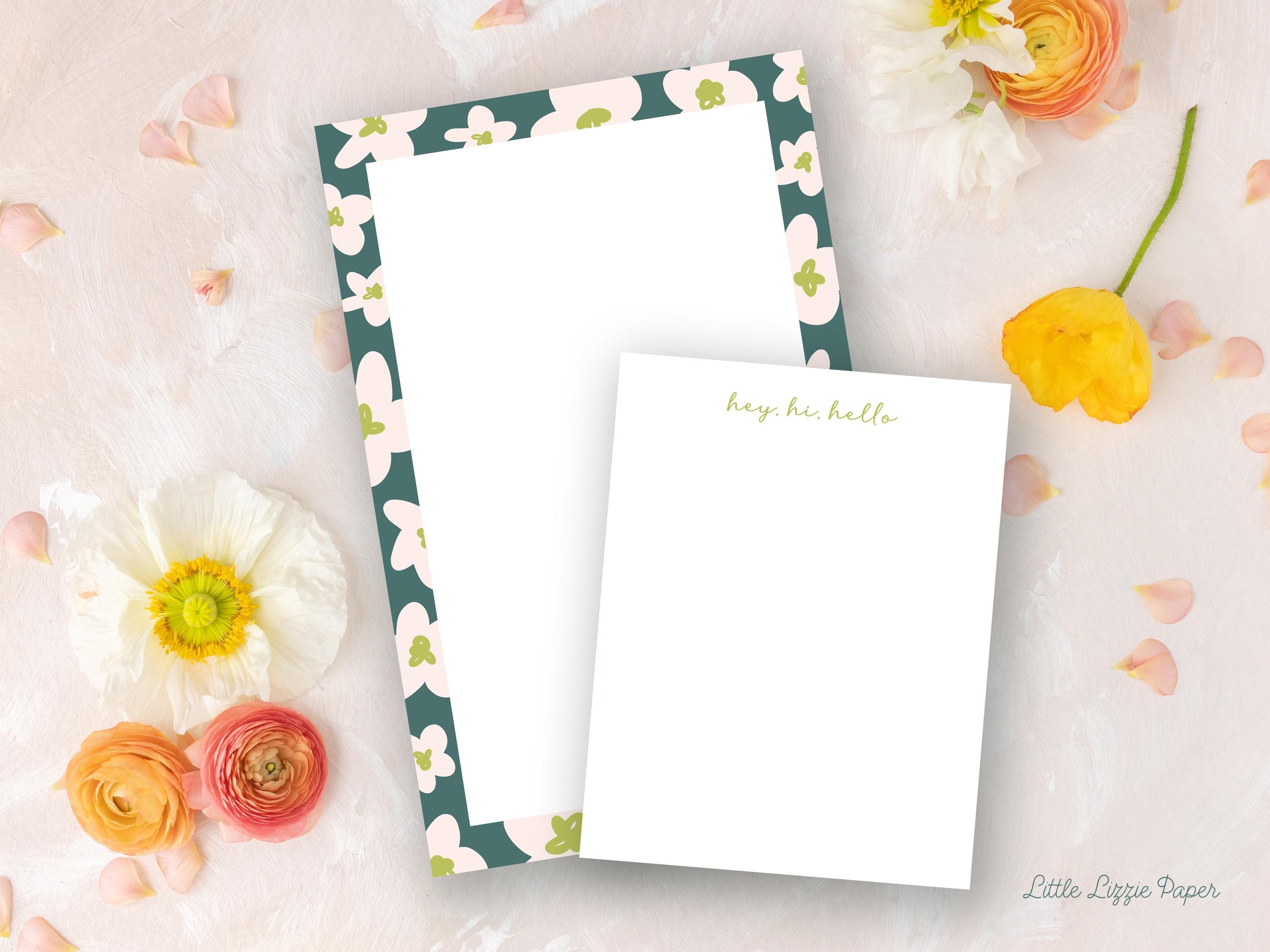 Notepad Bundle – Teal Floral and Hey, Hi, Hello Notepads – 50-Sheet Tear-Off Notepads, 5.5 x 8.5 Notepad, 4.25 x 5.5 Notepad