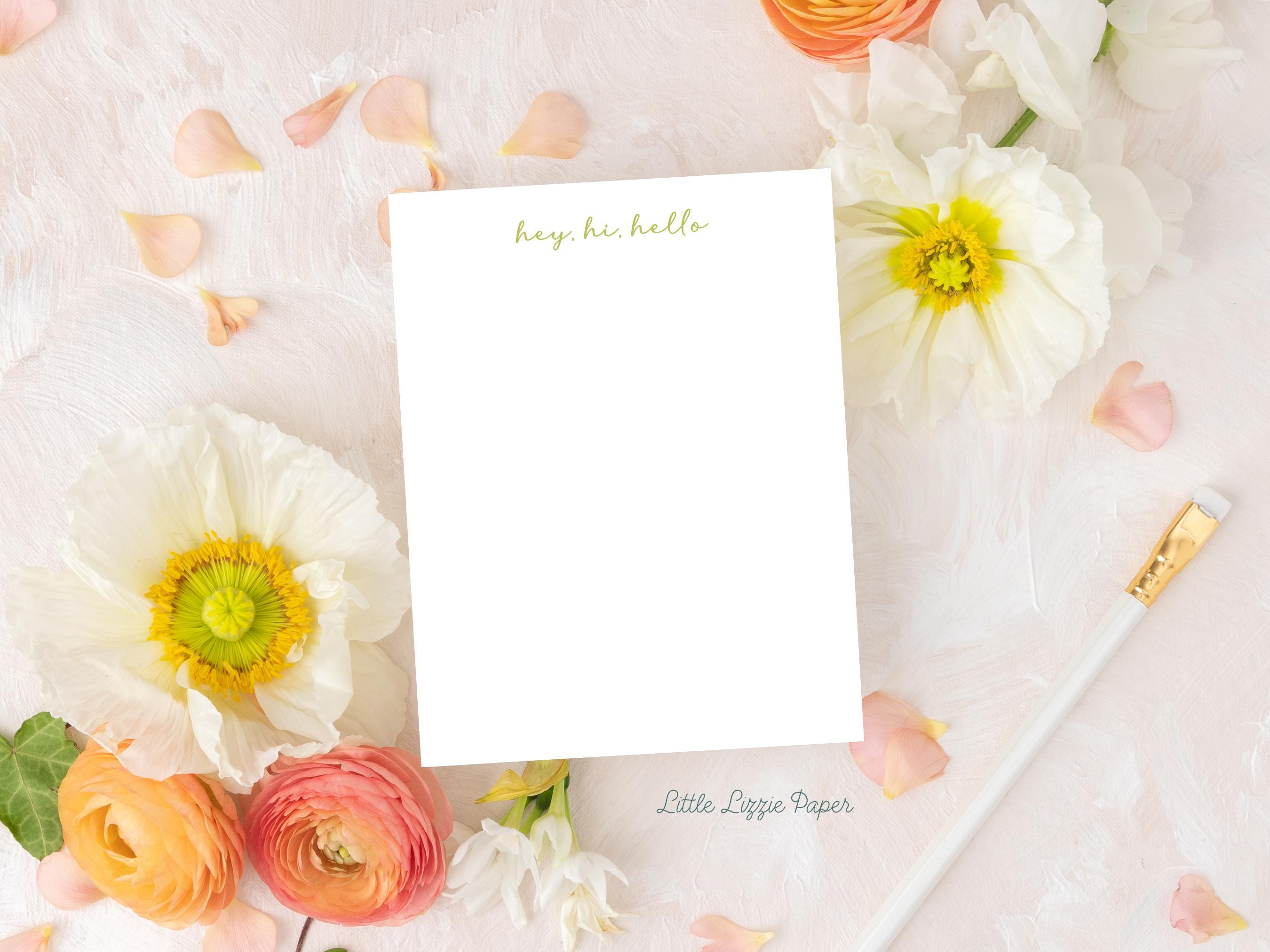 Notepad Bundle – Teal Floral and Hey, Hi, Hello Notepads – 50-Sheet Tear-Off Notepads, 5.5 x 8.5 Notepad, 4.25 x 5.5 Notepad
