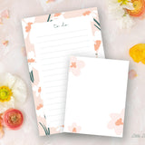 Notepad Bundle – White Floral To Do and Blush Floral Notepads – 50-Sheet Tear-Off Notepads, 5.5 x 8.5 Notepad, 4.25 x 5.5 Notepad