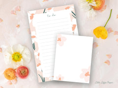 Notepad Bundle – White Floral To Do and Blush Floral Notepads – 50-Sheet Tear-Off Notepads, 5.5 x 8.5 Notepad, 4.25 x 5.5 Notepad