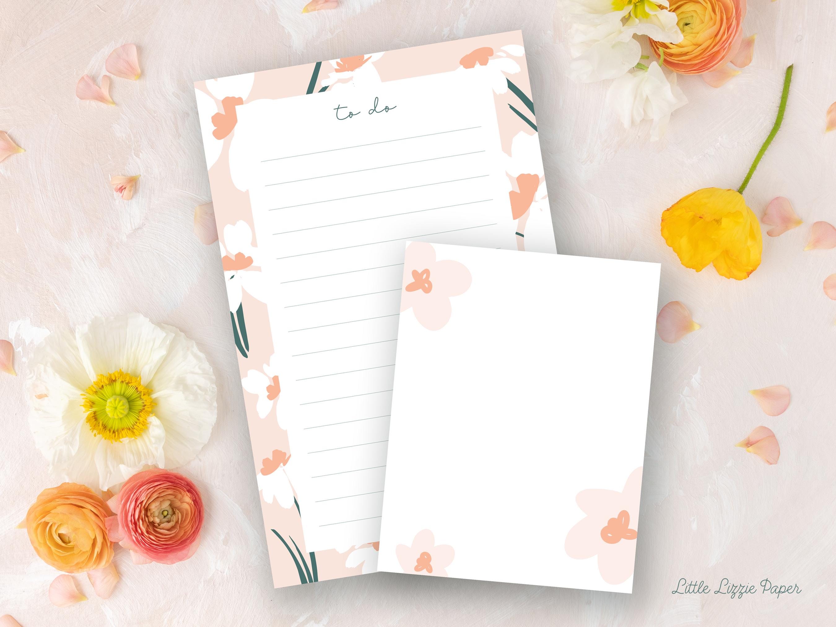 Notepad Bundle – White Floral To Do and Blush Floral Notepads – 50-Sheet Tear-Off Notepads, 5.5 x 8.5 Notepad, 4.25 x 5.5 Notepad