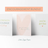 Encouragement Card Bundle – Set of 6 Folded 4.25 x 5.5 Greeting Cards – Social Stationery
