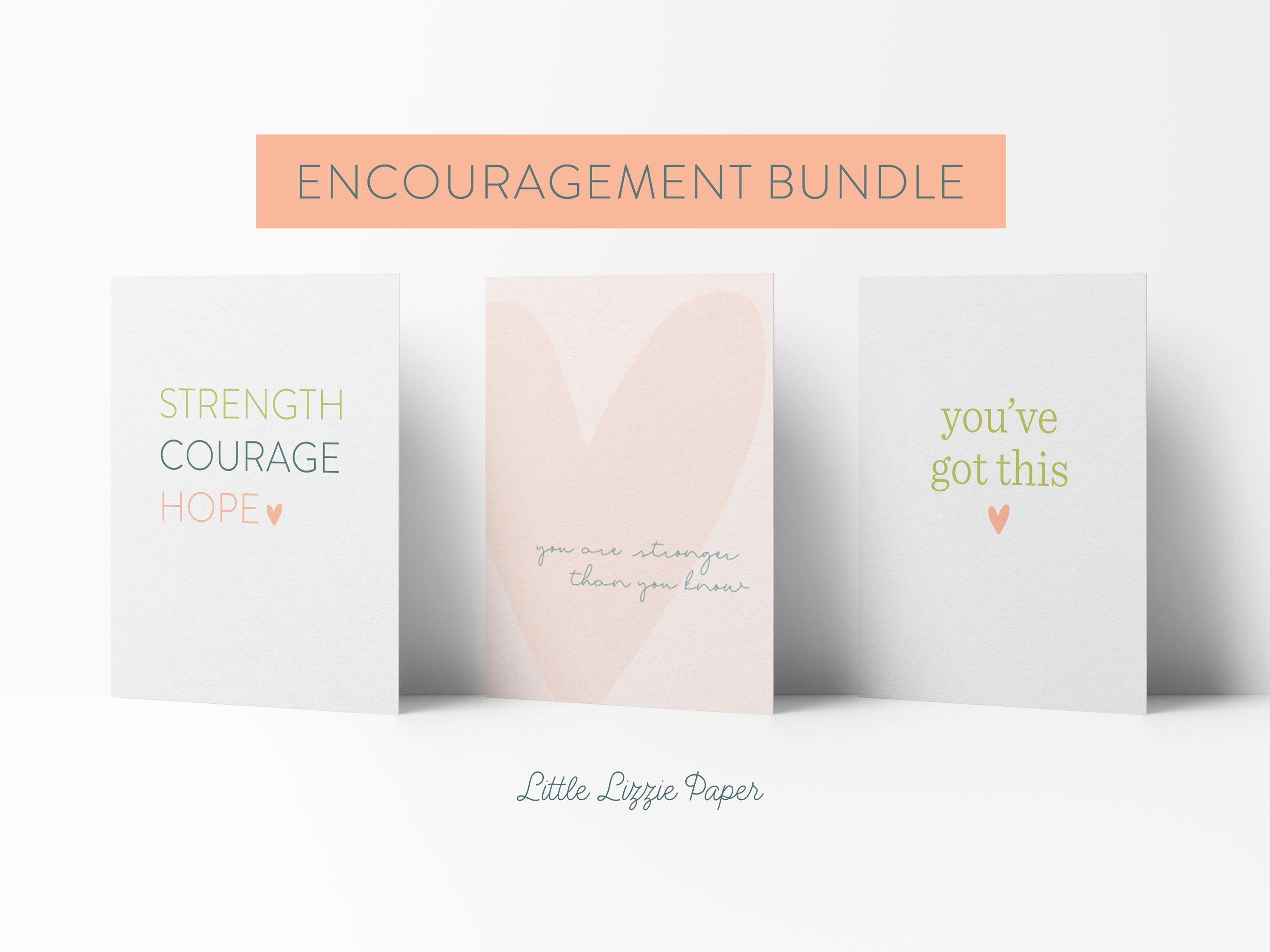 Encouragement Card Bundle – Set of 6 Folded 4.25 x 5.5 Greeting Cards – Social Stationery