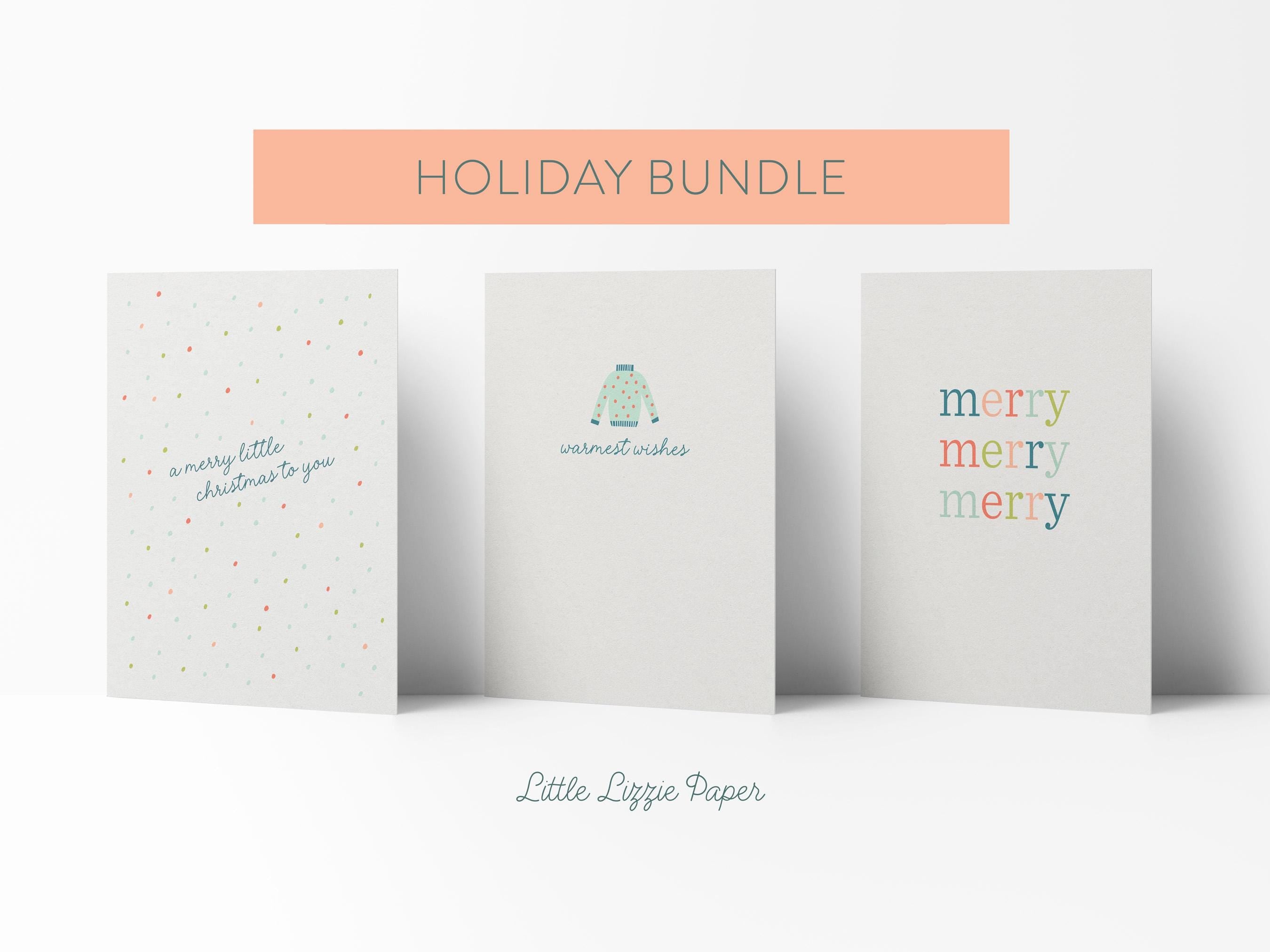 Holiday Card Bundle – Set of 6 Folded 4.25 x 5.5 Greeting Cards – Social Stationery