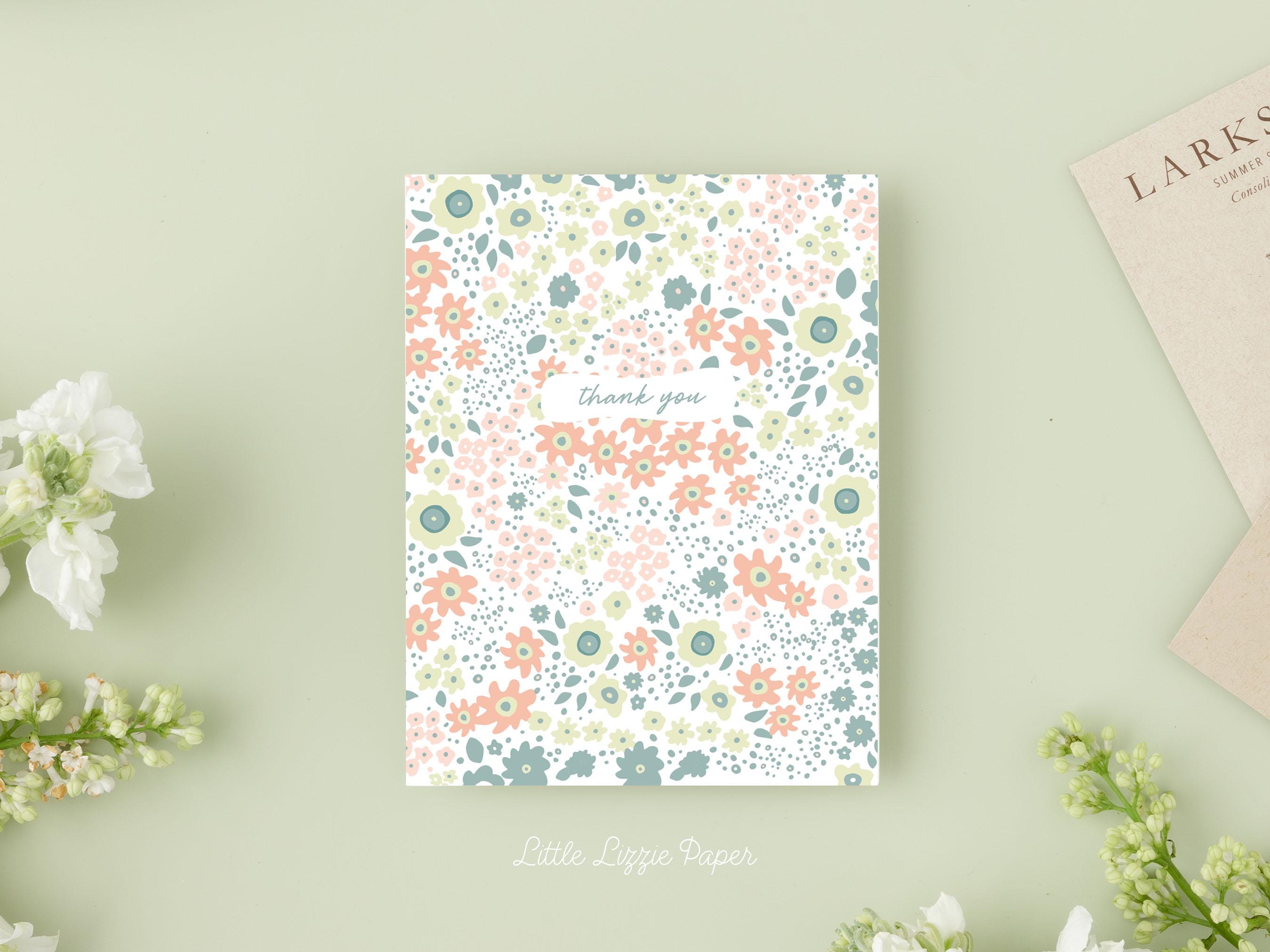 Thank You Flower Patch Card - Thank You Card – Floral Card – Folded 4.25 x 5.5 Greeting Card – Social Stationery