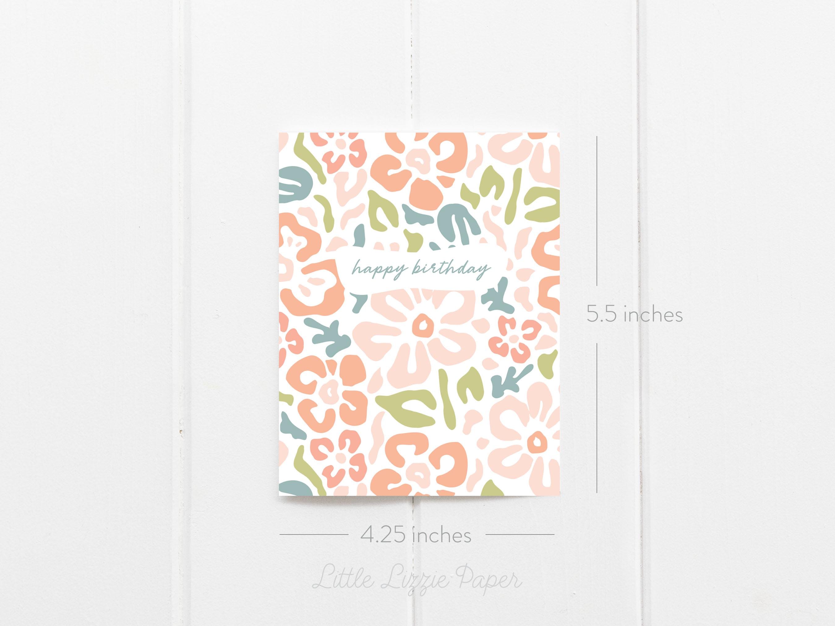 Happy Birthday Colorful Floral Card – Birthday Card – Friendship Card – Folded 4.25 x 5.5 Greeting Card – Social Stationery