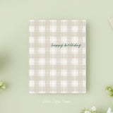 Happy Birthday Plaid Card – Birthday Card – Friendship Card – Folded 4.25 x 5.5 Greeting Card – Social Stationery