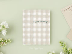 Happy Birthday Plaid Card – Birthday Card – Friendship Card – Folded 4.25 x 5.5 Greeting Card – Social Stationery