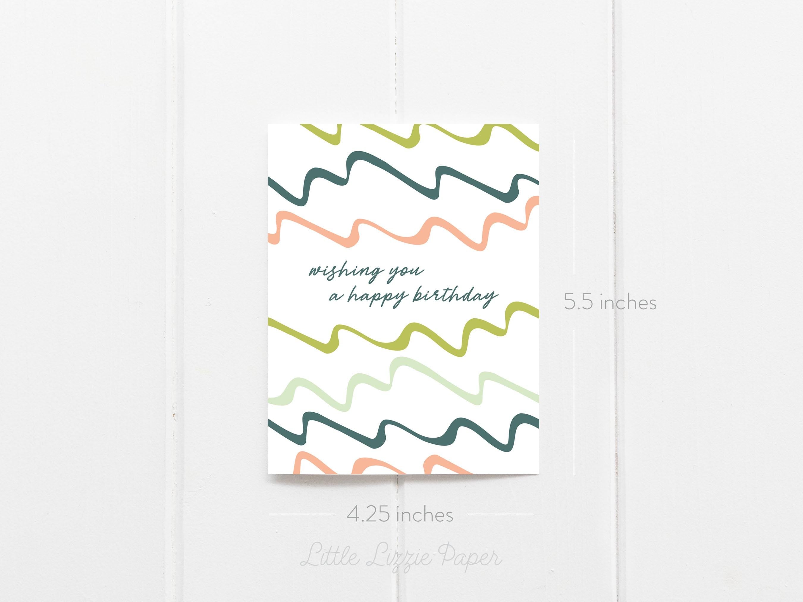 Wishing You A Happy Birthday Ribbon Card – Birthday Card – Friendship Card – Folded 4.25 x 5.5 Greeting Card – Social Stationery