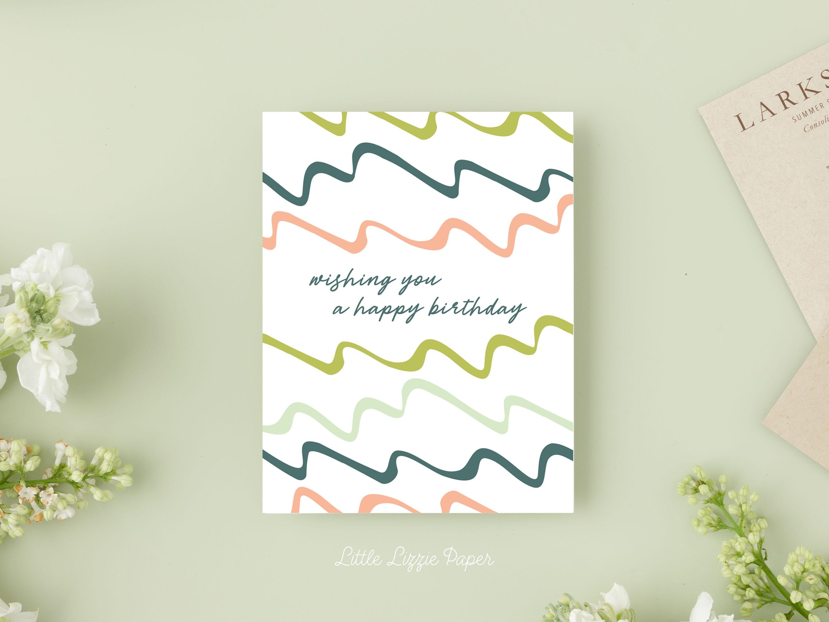 Wishing You A Happy Birthday Ribbon Card – Birthday Card – Friendship Card – Folded 4.25 x 5.5 Greeting Card – Social Stationery