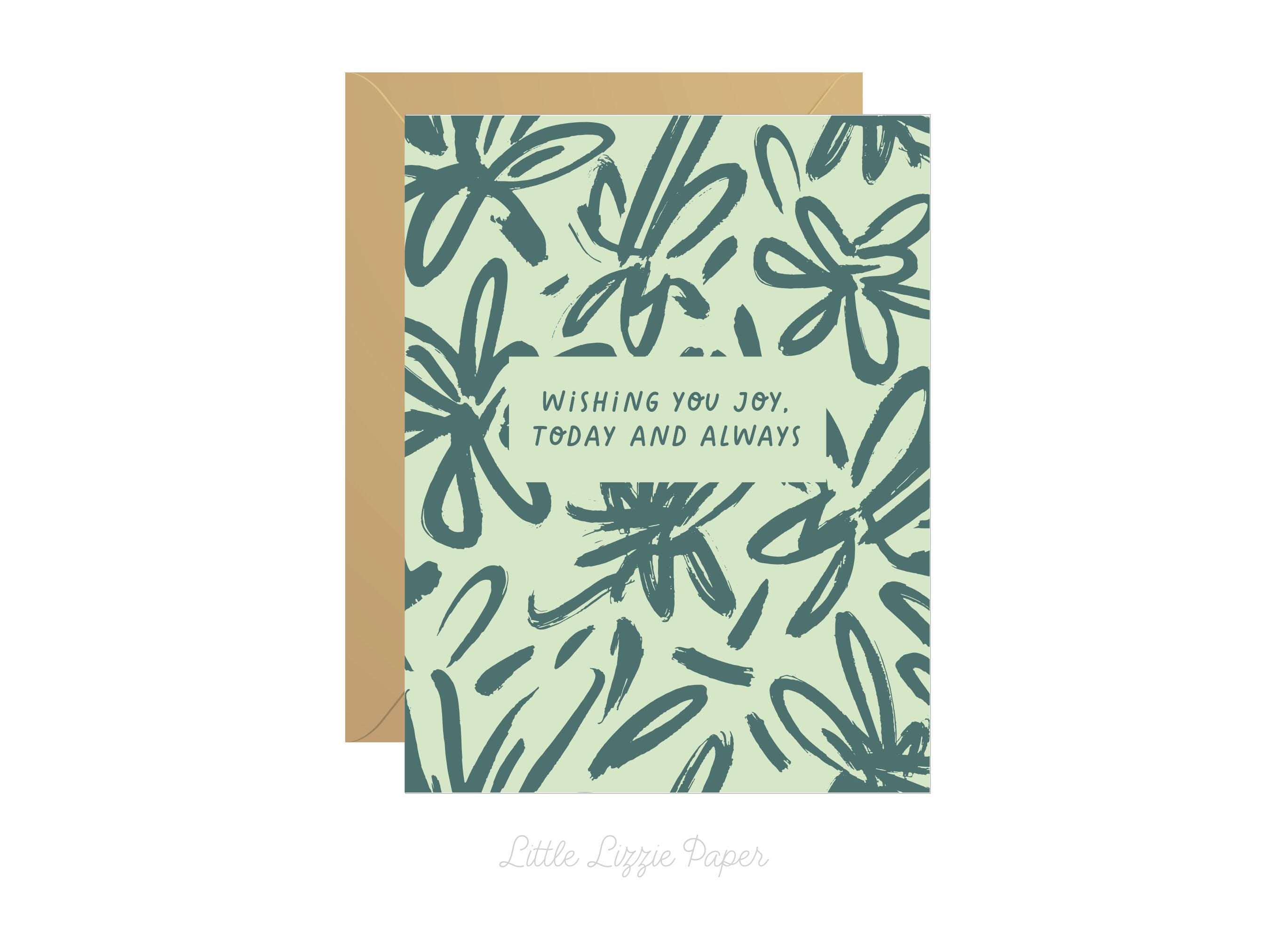 Wishing You Joy Card – Birthday Card – Friendship Card – Folded 4.25 x 5.5 Greeting Card – Social Stationery